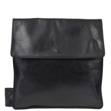 CHANEL Black Lambskin Straight Flap Shoulder Bag 173190