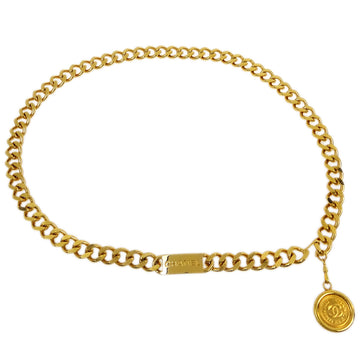 CHANEL Medallion Chain Belt Gold 94A Small Good 182306
