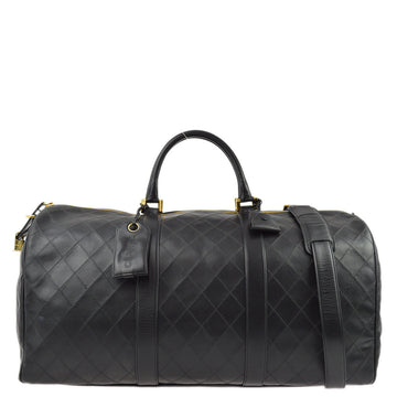 CHANEL Black Lambskin Bicolore 2way Duffle Handbag 192480