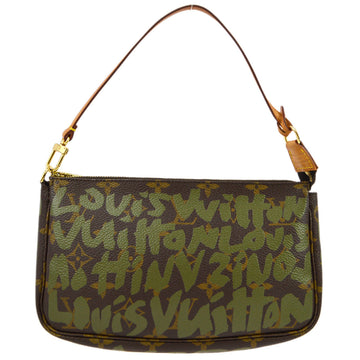 LOUIS VUITTON 2001 Khaki Graffiti Pochette Accessoires Handbag M92191 162712