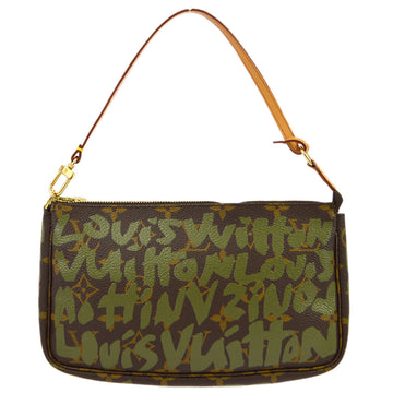 LOUIS VUITTON 2001 khaki Graffiti Pochette Accessoires Handbag M92191 193384