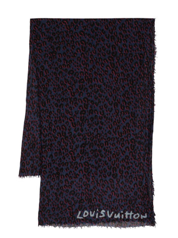 Cheetah Print Scarf Blue/Red