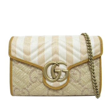 GUCCI Jumbo GG Raffia Marmont Wallet on Chain Crossbody Bag