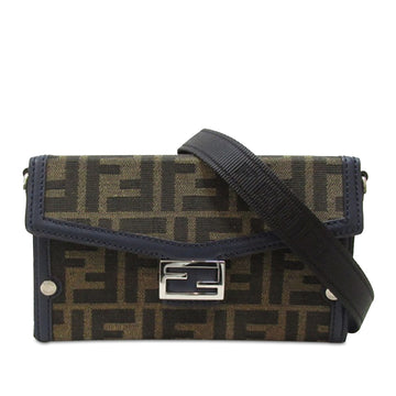 FENDI Zucca Soft Trunk Canvas Baguette Crossbody