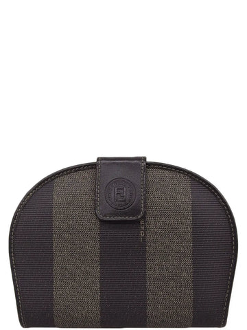 FENDI Striped Pattern Logo Embossed Wallet Black