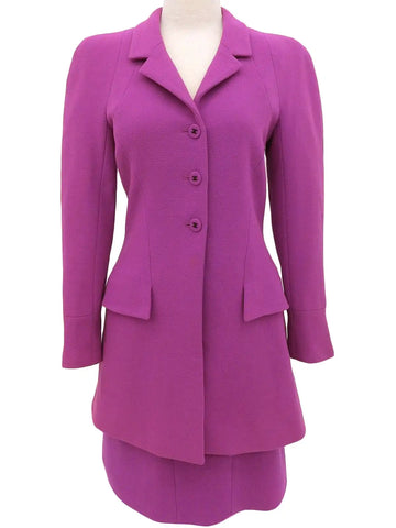 CHANEL 1997 Made Wool Cc Mark Button Co-Ord Sets Purple