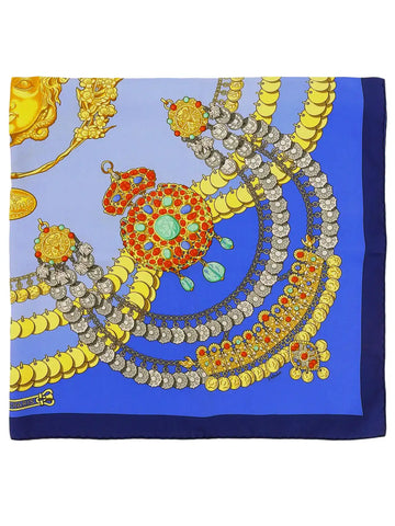 HERMES Carres 90 Kosmima Pattern Scarf Blue/Multi