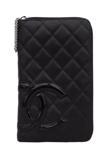 CHANEL Around 2008 Made Cambon Long Wallet Black