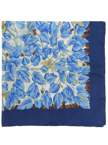 HERMES Carres 90 L'Arbre De Soie Pattern Scarf Blue/White/Multi