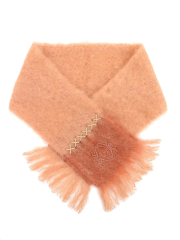 LOEWE Mohair Anagram Embroidered Scarf Salmon Pink