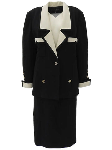 CHANEL Bicolor Cc Mark Button Co-Ord Sets Black/Ivory