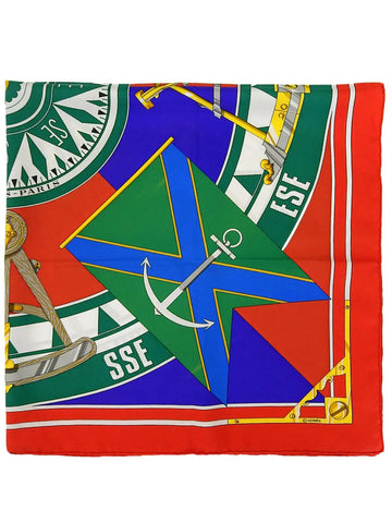 HERMES Carres 90 Sextants Pattern Scarf Multi