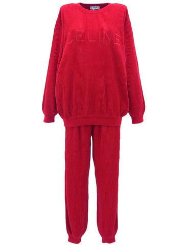 CELINE Logo Stitch Knitted Co-Ord Sets Red