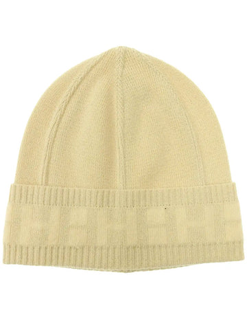 HERMES Cashmere H Logo Glitter Knitted Cap Ivory