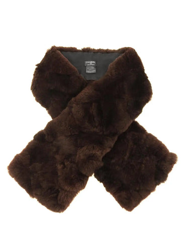 CHANEL Fur Scarf Brown