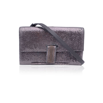 Brunello Cucinelli Silver Leather Small Crossbody Messnger Bag