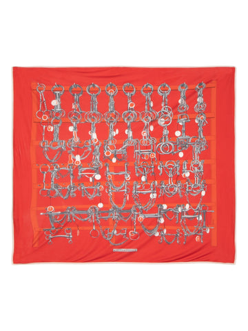 HERMES Mors et Filets silk scarf