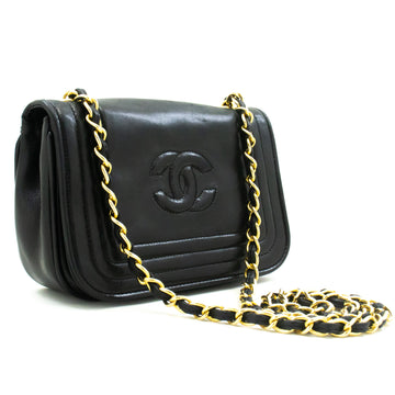 CHANEL Full Flap Mini Small Chain Shoulder Bag Black Coco Quilted