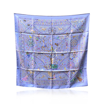 HERMES Paris Light Blue Silk Scarf Peuple Du Vent 2009 Christine Henry