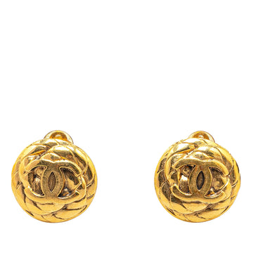 CHANEL Gold Plated CC Clip On Earrings Costume Earrings