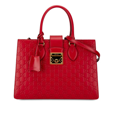 GUCCIMedium ssima Padlock Double Top Handle Bag