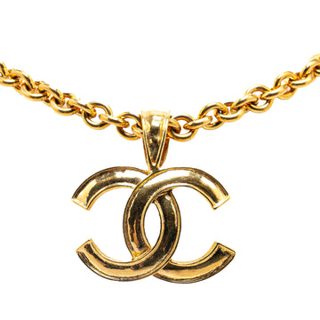 CHANEL Gold Plated CC Pendant Necklace Costume Necklace
