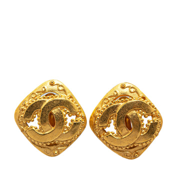 CHANEL Gold Plated CC Clip On Earrings Costume Earrings