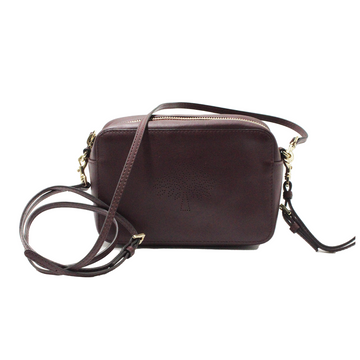 Crossbody/Clutch Blossom Leather Bag in Burgundy