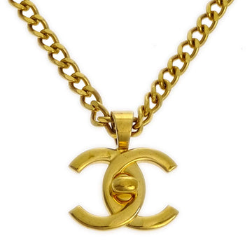CHANEL Turnlock Gold Chain Necklace Pendant 97P 120622