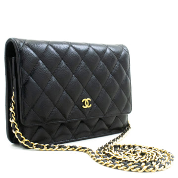 CHANEL Caviar Wallet On Chain WOC Black Shoulder Bag Crossbody