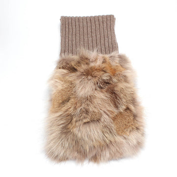 MIU MIU Fox Fur Trimmed Wool Scarf