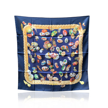 HERMES Paris Blue Silk Scarf Couvee D' 1994 Caty Latham