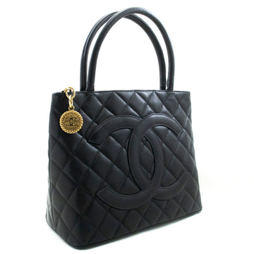 CHANEL Gold Medallion Caviar Shoulder Bag Grand Shopping Tote Bk
