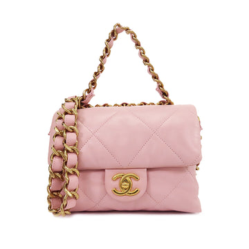 CHANEL Quilted Lambskin Chain Top Handle Flap Satchel