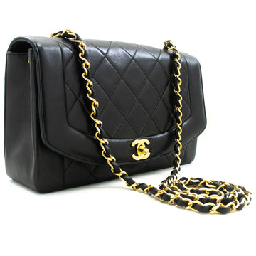 CHANEL Diana Flap Chain Shoulder Bag Black Quilted Lambskin Purse