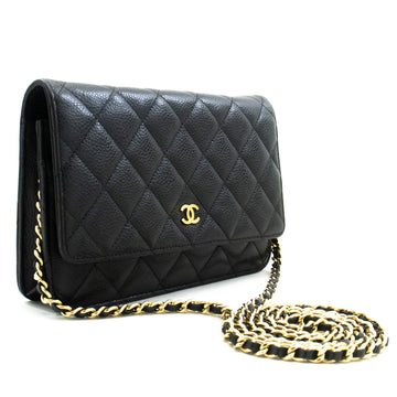 CHANEL Caviar Wallet On Chain WOC Black Shoulder Bag Crossbody