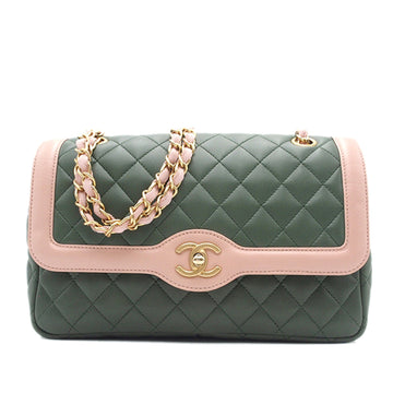 CHANEL CC Quilted Lambskin Two-Tone Flap Crossbody Bag
