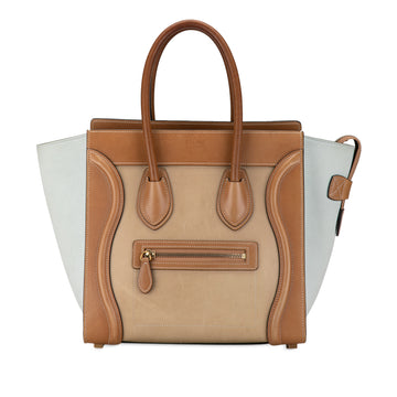 CELINE Micro Tricolor Luggage Tote Handbag