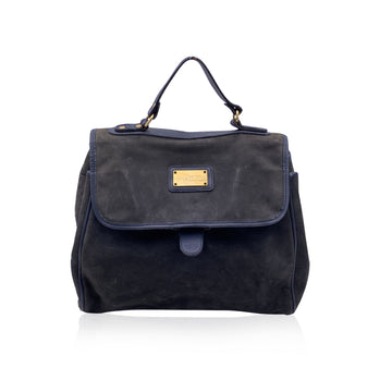 Sorelle Fontana Vintage Blue Suede Satchel Bag Handbag