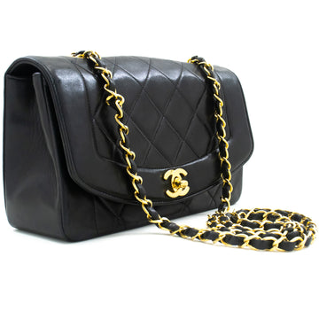 CHANEL Diana Flap Chain Shoulder Bag Black Quilted Lambskin Purse