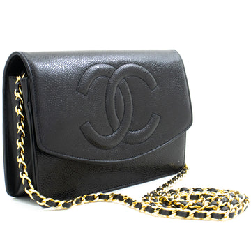 CHANEL Caviar Wallet On Chain WOC Black Shoulder Bag Crossbody