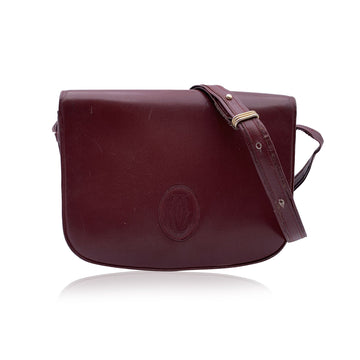 Cartier Vintage Burgundy Leather Flap Crossbody Shoulder Bag