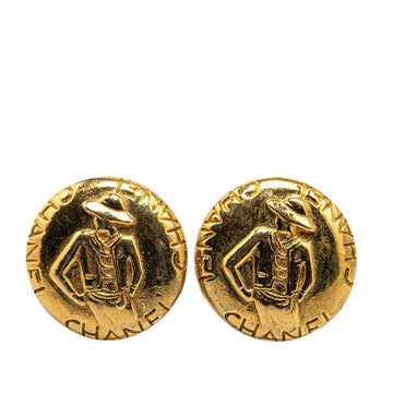 CHANEL Gold Plated Mademoiselle Clip On Earrings Costume Earrings