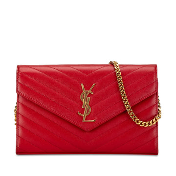 SAINT LAURENT Grain De Poudre Cassandre Envelope Wallet on Chain Crossbody Bag