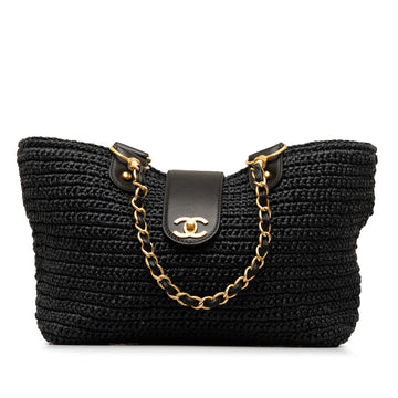 CHANEL CC Straw Tote Bag