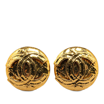 CHANEL Gold Plated CC Clip On Earrings Costume Earrings