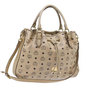 MCM Vicetos Logogram 2way Hand Bag PVC Leather Beige Auth 54513