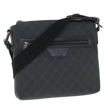 GUCCI GG Supreme Shoulder Bag PVC Leather Black 387514 Auth 56688