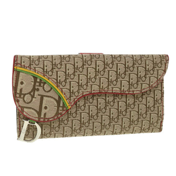 CHRISTIAN DIOR Christian Trotter Canvas Rasta Color Long Wallet Beige Auth 56695
