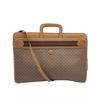 GUCCI Vintage Beige Monogram Canvas Briefcase Document Holder